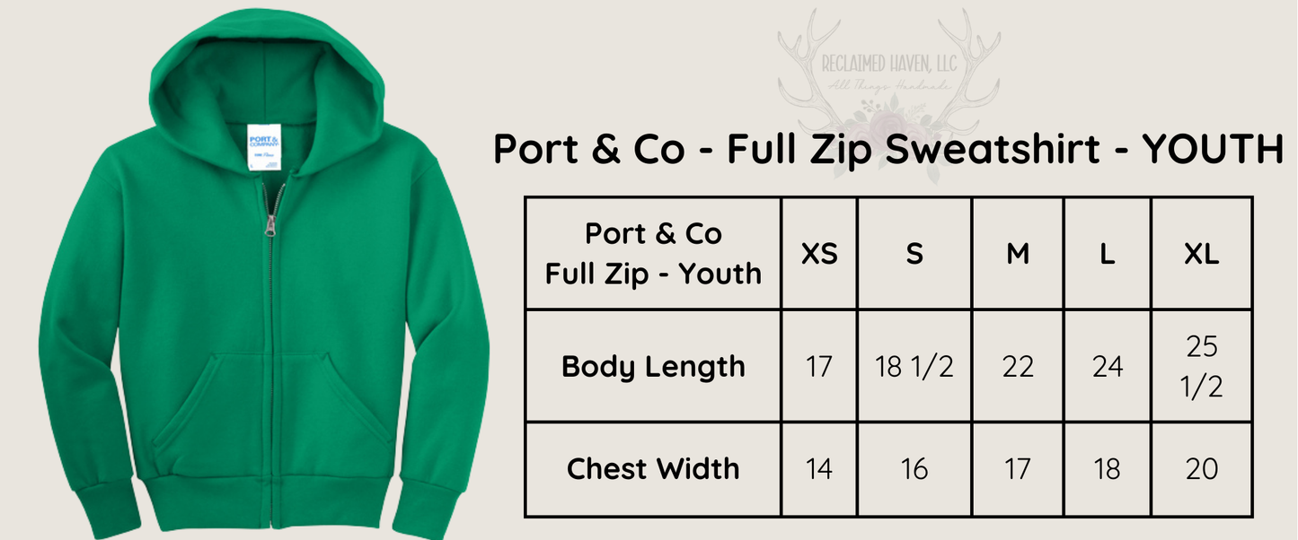 YOUTH - Full Zip with Logo Embroidered