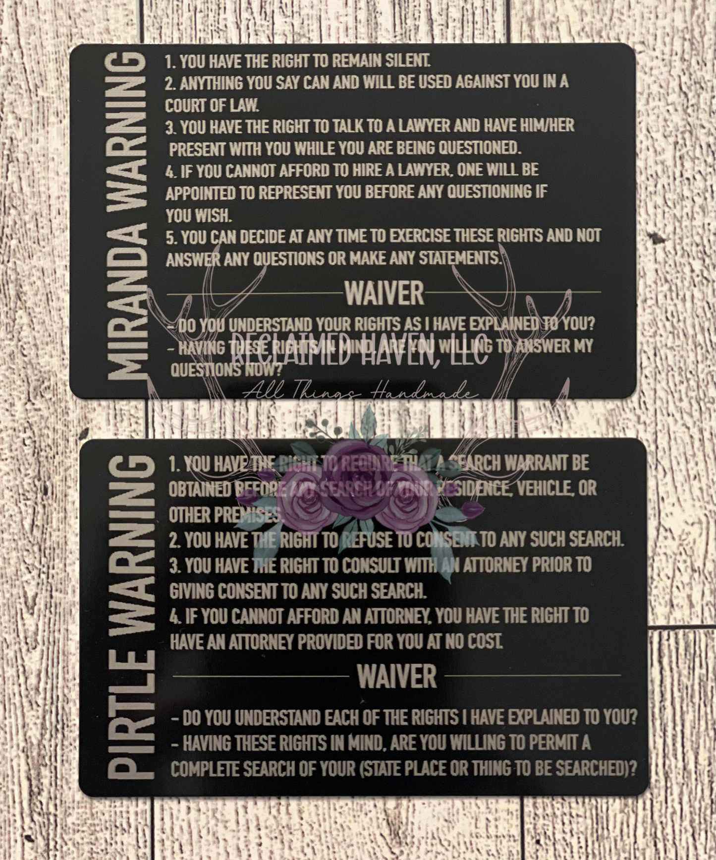 Indiana Miranda/Pirtle Warning Card