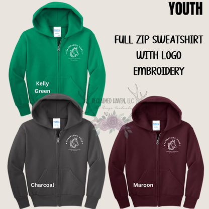 YOUTH - Full Zip with Logo Embroidered